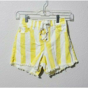 Habitual Kid Girls Striped Cut Off Denim Shorts Size 12 Yellow White